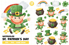 Watercolor St. Patrick&#039;s Day Leprechaun Set Product Image 2