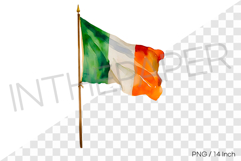 Waving Irish national flag cloth illustration PNG Clipart Product Image 1