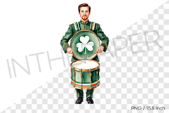 Marching man playing drum in traditional uniform PNG Clipart Product Image 1