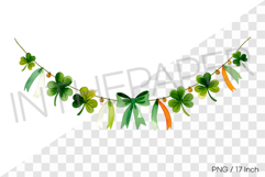 Seamless festive garland background with shamrocks PNG art Product Image 1