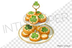 Shamrock decorated cookies on a display stand PNG Clipart Product Image 1