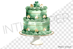Beautiful two tiered green cake with shamrocks PNG Clipart Product Image 1