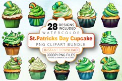 Watercolor St. Patricks Day Cupcake Bundle Product Image 1