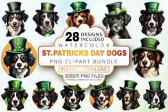 Watercolor St. Patrick&#039;s Day Dogs Clipart Bundle Product Image 1