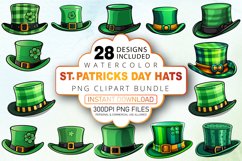 Watercolor St. Patricks Day Hats Clipart Bundle Product Image 1