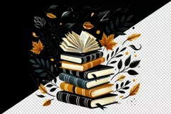 Watercolor stack of books swirling autumn winds orange leaves fall print 20 oz tumbler skinny mug wrap clipart t-shirt sublimation printable design