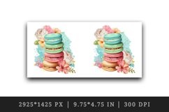 Watercolor stack of colorful macarons with a floral decoration wrap sublimation bundle for customize your mug