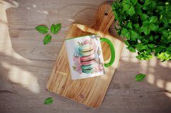 Watercolor stack of colorful macarons with a floral decoration wrap sublimation bundle for customize your mug