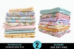Watercolor Stack Of Fabrics Illustration Clipart Product Image 1