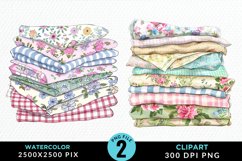 Watercolor Stack Of Fabrics Illustration Clipart Product Image 1