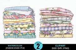 Watercolor Stack Of Fabrics Illustration Clipart Product Image 1