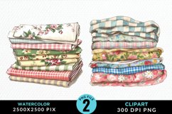 Watercolor Stack Of Fabrics Exquisite Clipart Product Image 1