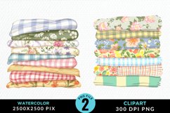 Watercolor Stack Of Fabrics Illustration Clipart Product Image 1