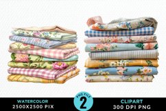 Watercolor Stack Of Fabrics Illustration Clipart Product Image 1