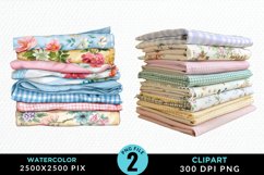 Watercolor Stack Of Fabrics Exquisite Clipart Product Image 1