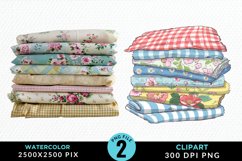 Watercolor Stack Of Fabrics Illustration Clipart Product Image 1