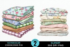 Watercolor Stack Of Fabrics Illustration Clipart Product Image 1