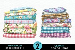 Watercolor Stack Of Fabrics Illustration Clipart Product Image 1