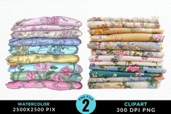 Watercolor Stack Of Fabrics Illustration Clipart Product Image 1