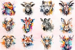 Watercolor Stained Animal Clipart Bundle Product Image 2