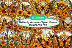 Stained Glass Butterfly Autumn Sublimation Clipart Bundle Product Image 1