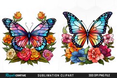 Stained Glass Butterfly Flower Set Clipart Product Image 1