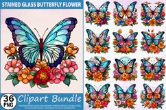 Stained Glass Butterfly Flower Clipart Bundle Product Image 1