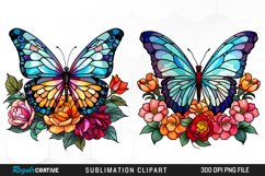 Stained Glass Butterfly Flower Clipart Product Image 1
