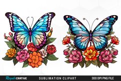 Stained Glass Butterfly Flower Clipart Product Image 1