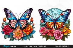 Stained Glass Butterfly Flower Clipart Product Image 1