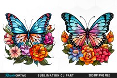 Stained Glass Butterfly Flower Clipart Product Image 1