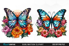 Stained Glass Butterfly Flower Clipart Product Image 1