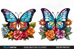 Stained Glass Butterfly Flower Clipart Product Image 1