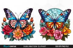 Stained Glass Butterfly Flower Clipart Bundle Product Image 2
