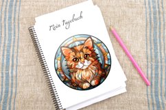 Watercolor Stained Glass Cat Clipart Bundle Product Image 4