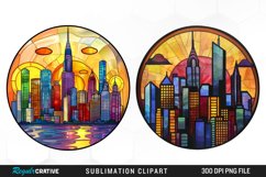 Watercolor Stained Glass City Graphics Clipart Product Image 1