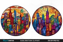 Watercolor Stained Glass City Fun Clipart Product Image 1