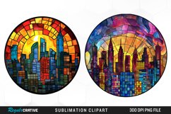 Watercolor Stained Glass City Fun Clipart Product Image 1