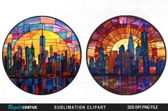 Watercolor Stained Glass City Fun Clipart Product Image 1