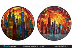 Watercolor Stained Glass City Fun Clipart Product Image 1