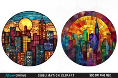 Watercolor Stained Glass City Fun Clipart Product Image 1