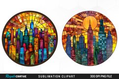 Watercolor Stained Glass City Graphics Clipart Product Image 1