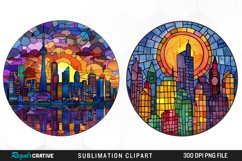 Watercolor Stained Glass City Fun Clipart Product Image 1