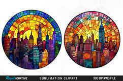 Watercolor Stained Glass City Fun Clipart Product Image 1