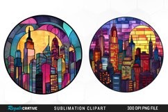 Watercolor Stained Glass City Fun Clipart Product Image 1