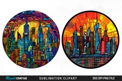 Watercolor Stained Glass City Fun Clipart Product Image 1