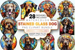 Watercolor Stained Glass Dog Clipart Bundle Product Image 1