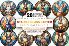 Watercolor Stained Glass Easter Clipart Bundle Product Image 1