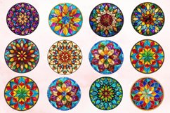 Watercolor Stained Glass Mandala Clipart Bundle Product Image 3