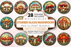 Watercolor Stained Glass Mushroom Clipart Bundle Product Image 1